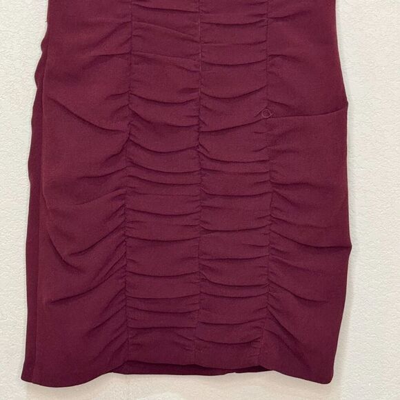 Nanette Lepore Ruched Cocktail Dress Size 6 Burgundy - Picture 7 of 9